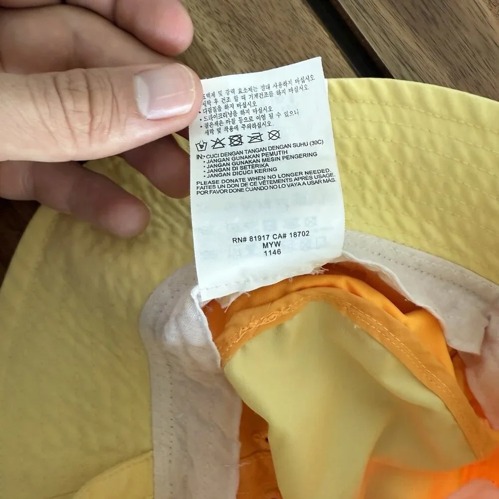 NIKE Baby Bucket Hat sz 9 Months Yellow Orange UPF 40+‎ Summer Vacation Outdoor
